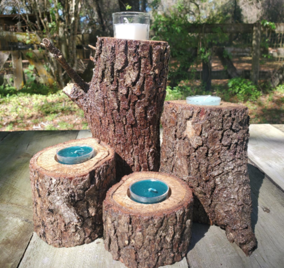 Log Candle Holders