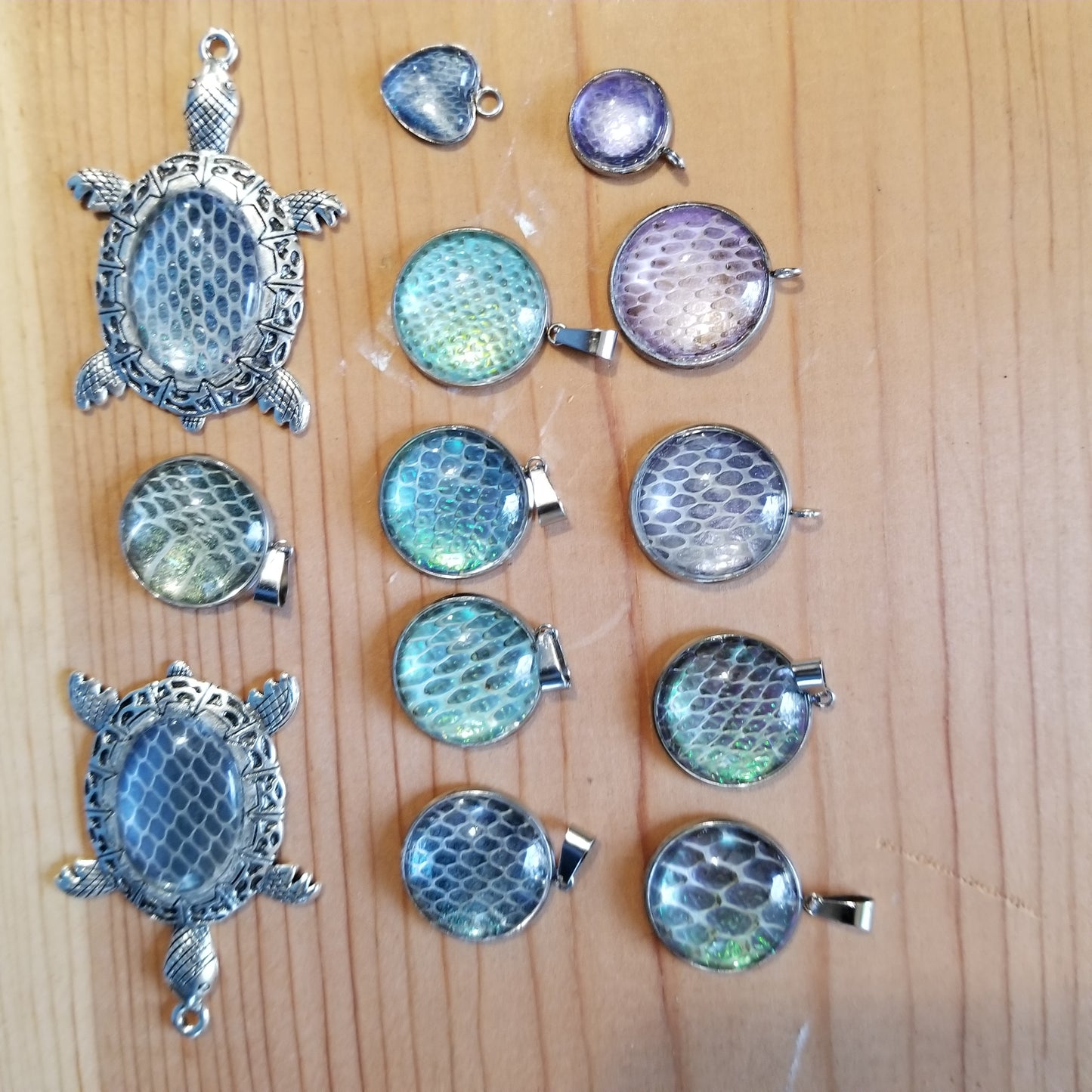 Pressed Flower or Snakeskin Pendants