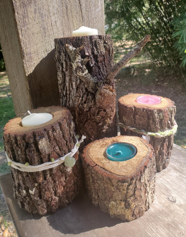 Log Candle Holders