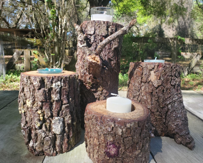 Log Candle Holders