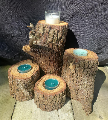 Log Candle Holders