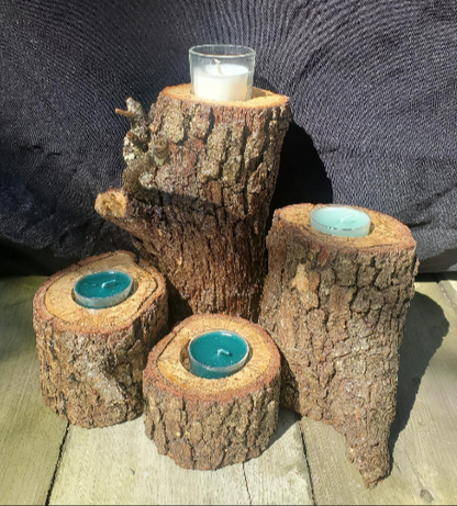 Log Candle Holders