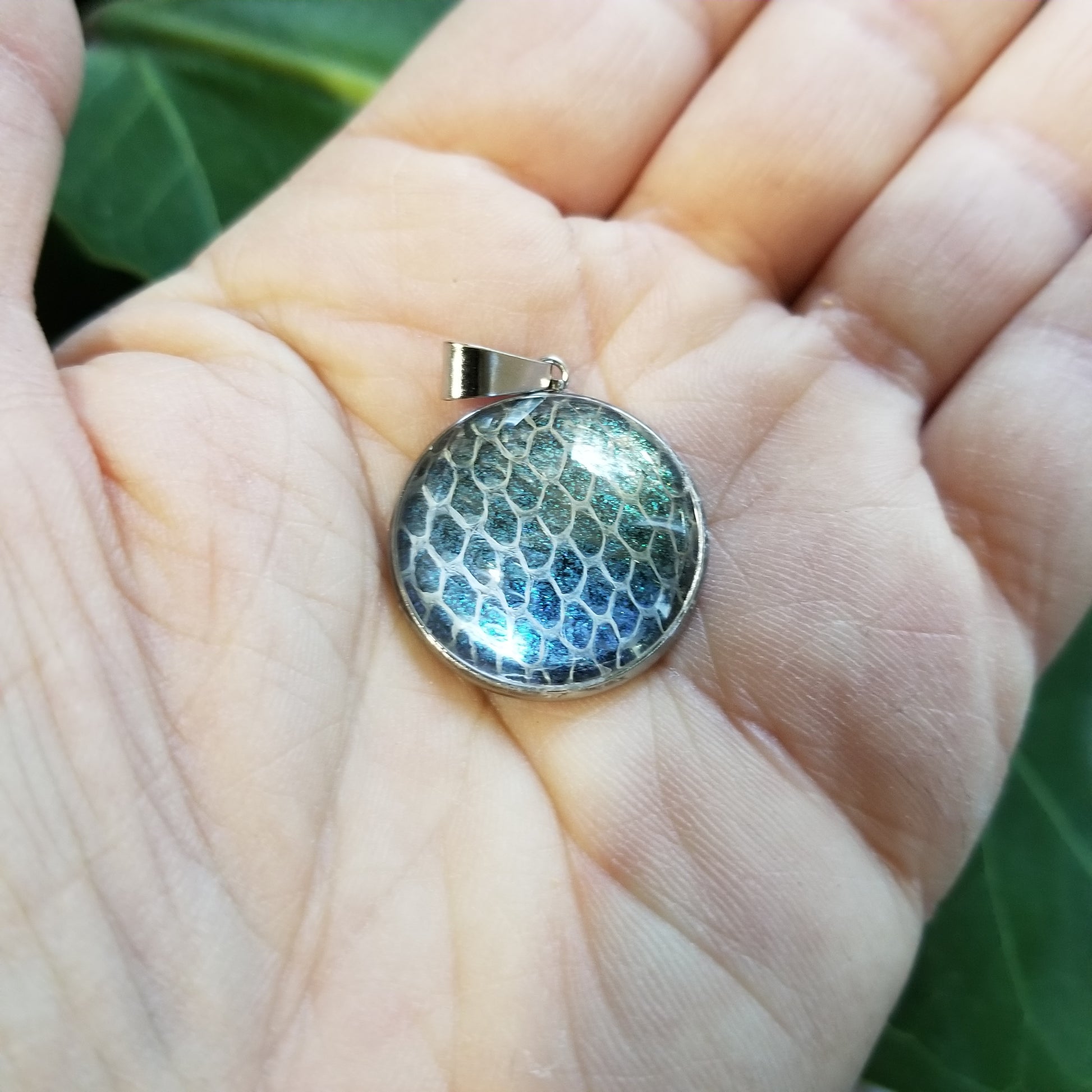 Shimmer Blue Stainless Steel Pendant