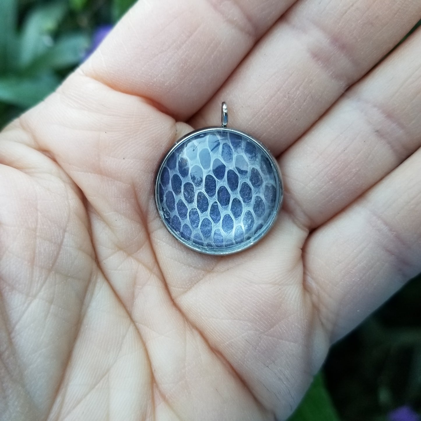 Stainless Steel Dark Blue Corn Snake Pendant
