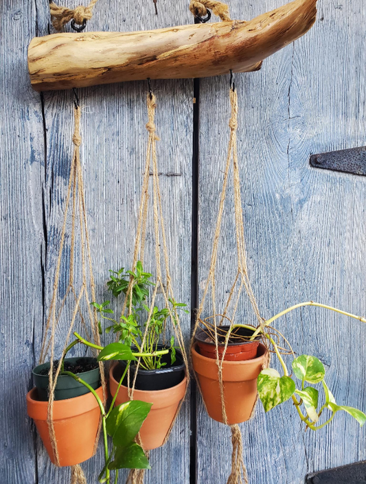 Hanging branch planter 3 pots