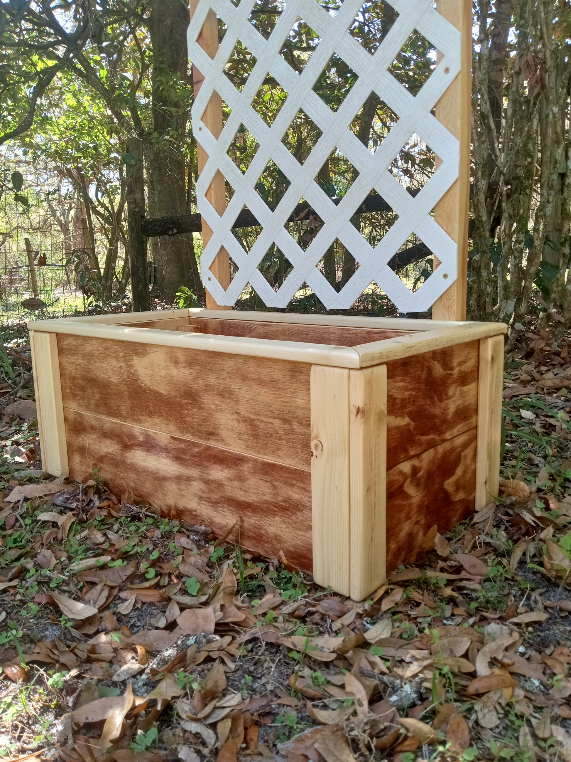 wood rectangle trellis Farmhouse Lattice Planter – Knotty Traditions