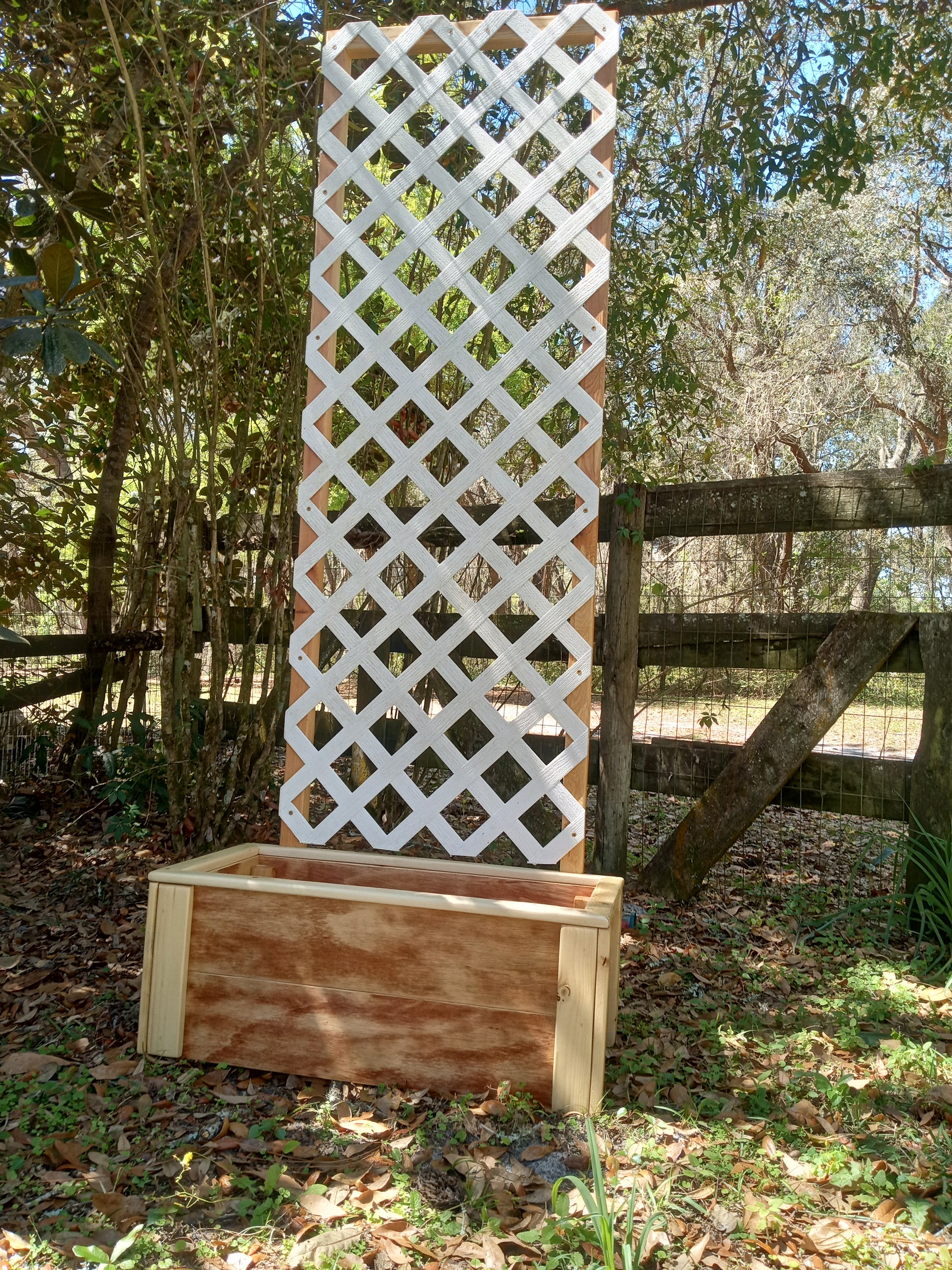 unfinished wood trellis Farmhouse Lattice Planter